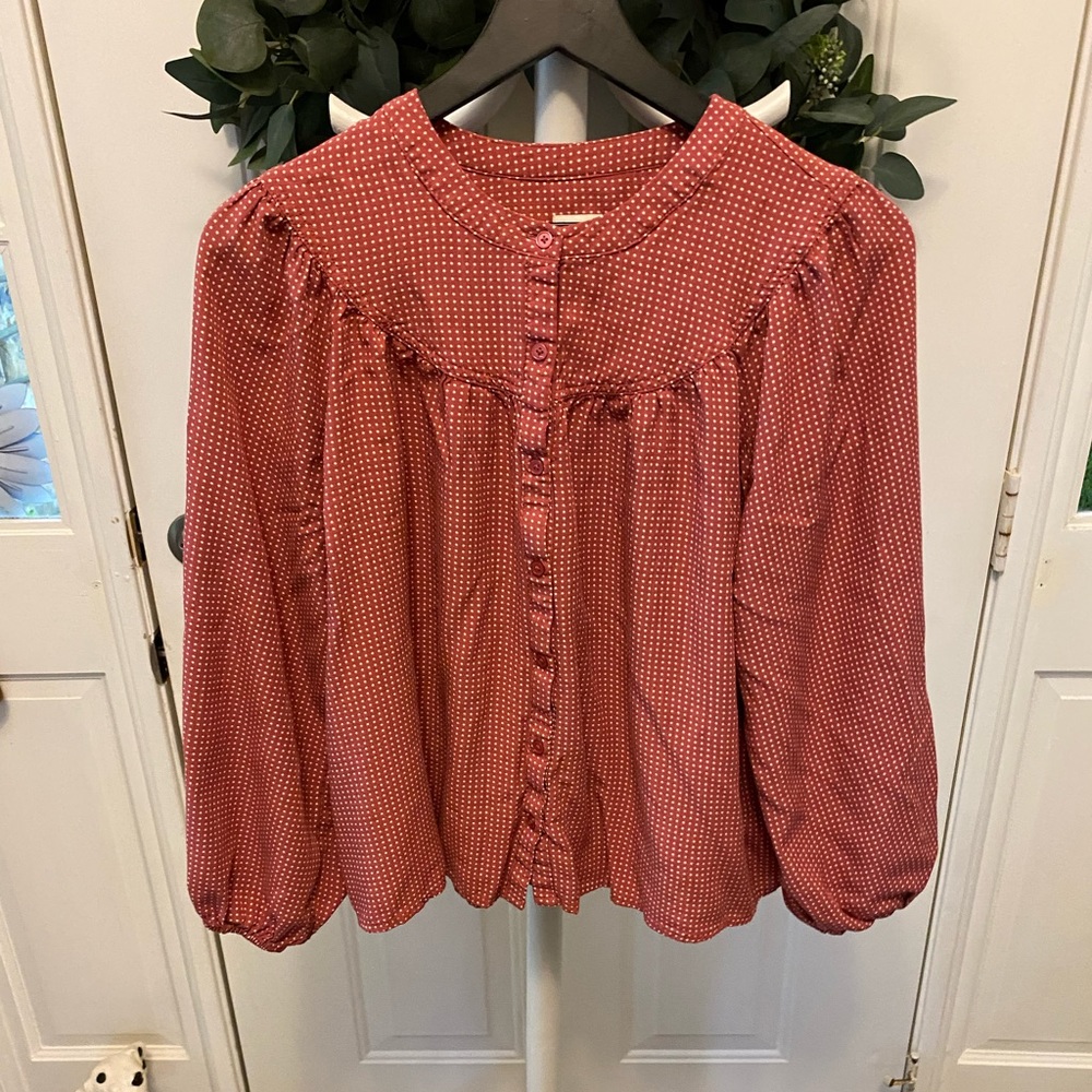 A New Day Polka Dot Button Down Top M XL